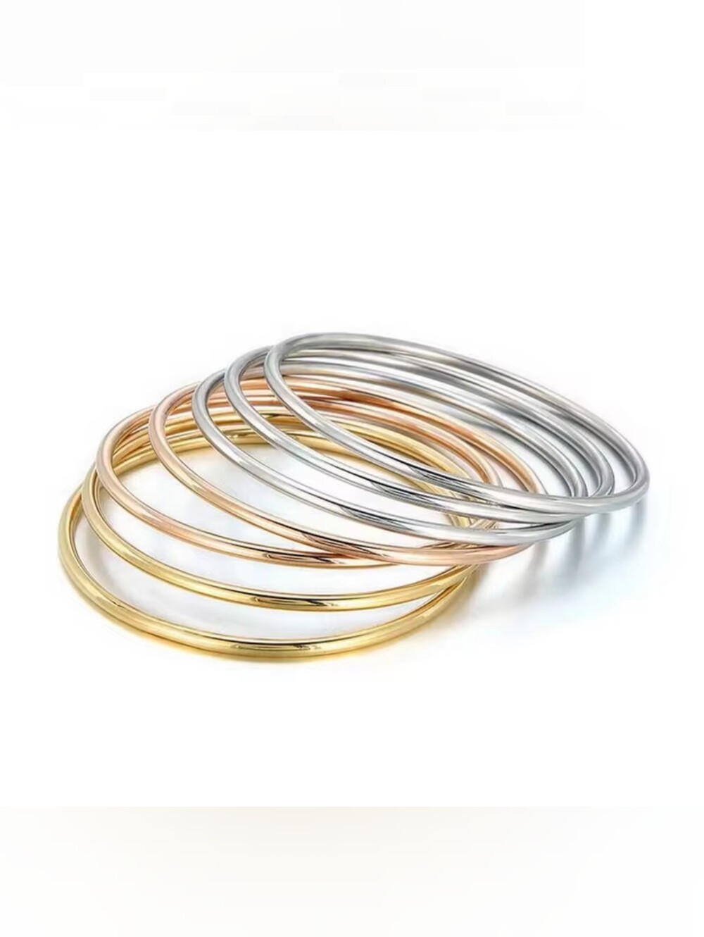 Mixed Gold Rhodium Bangle Set - Picture 3 of 3